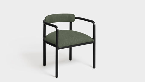 reddie-raw dining chair 61W x 56D x 69H *cm (45H seat height crushed) / Metal~Black / Fabric~Blush Green Cinta metal arm chair