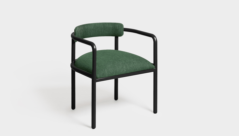 reddie-raw dining chair 61W x 56D x 69H *cm (45H seat height crushed) / Metal~Black / Fabric~Davano Green Cinta metal arm chair