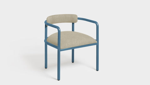 reddie-raw dining chair 61W x 56D x 69H *cm (45H seat height crushed) / Metal~Blue / Fabric~Blush Cream Cinta metal arm chair