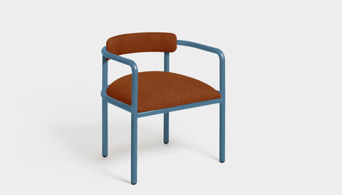 reddie-raw dining chair 61W x 56D x 69H *cm (45H seat height crushed) / Metal~Blue / Fabric~Blush Rust Cinta metal arm chair