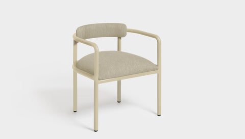 reddie-raw dining chair 61W x 56D x 69H *cm (45H seat height crushed) / Metal~Cream / Fabric~Blush Cream Cinta metal arm chair