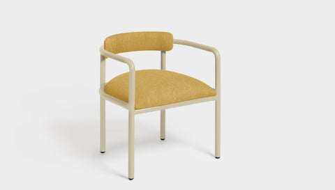 reddie-raw dining chair 61W x 56D x 69H *cm (45H seat height crushed) / Metal~Cream / Fabric~Blush Curry Cinta metal arm chair