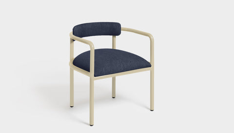 reddie-raw dining chair 61W x 56D x 69H *cm (45H seat height crushed) / Metal~Cream / Fabric~Blush Navy Cinta metal arm chair