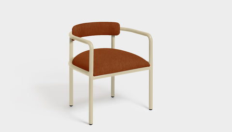 reddie-raw dining chair 61W x 56D x 69H *cm (45H seat height crushed) / Metal~Cream / Fabric~Blush Rust Cinta metal arm chair