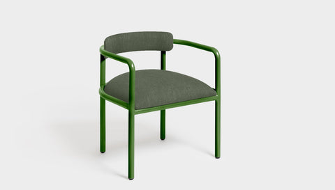 reddie-raw dining chair 61W x 56D x 69H *cm (45H seat height crushed) / Metal~Green / Fabric~Blush Green Cinta metal arm chair