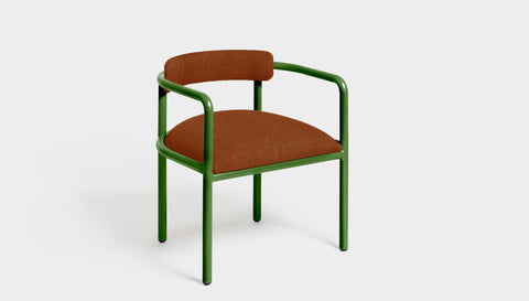 reddie-raw dining chair 61W x 56D x 69H *cm (45H seat height crushed) / Metal~Green / Fabric~Blush Rust Cinta metal arm chair