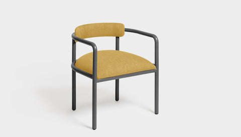 reddie-raw dining chair 61W x 56D x 69H *cm (45H seat height crushed) / Metal~Grey / Fabric~Blush Curry Cinta metal arm chair