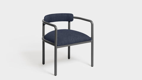 reddie-raw dining chair 61W x 56D x 69H *cm (45H seat height crushed) / Metal~Grey / Fabric~Blush Navy Cinta metal arm chair