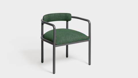 reddie-raw dining chair 61W x 56D x 69H *cm (45H seat height crushed) / Metal~Grey / Fabric~Davano Green Cinta metal arm chair