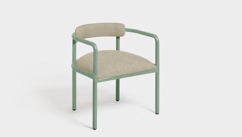 reddie-raw dining chair 61W x 56D x 69H *cm (45H seat height crushed) / Metal~Mint / Fabric~Blush Cream Cinta metal arm chair