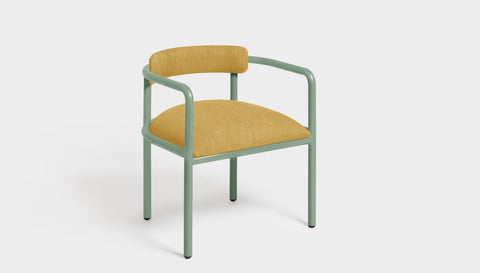 reddie-raw dining chair 61W x 56D x 69H *cm (45H seat height crushed) / Metal~Mint / Fabric~Blush Curry Cinta metal arm chair