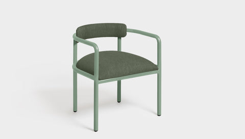 reddie-raw dining chair 61W x 56D x 69H *cm (45H seat height crushed) / Metal~Mint / Fabric~Blush Green Cinta metal arm chair