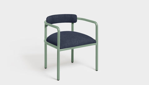 reddie-raw dining chair 61W x 56D x 69H *cm (45H seat height crushed) / Metal~Mint / Fabric~Blush Navy Cinta metal arm chair
