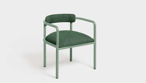 reddie-raw dining chair 61W x 56D x 69H *cm (45H seat height crushed) / Metal~Mint / Fabric~Davano Green Cinta metal arm chair