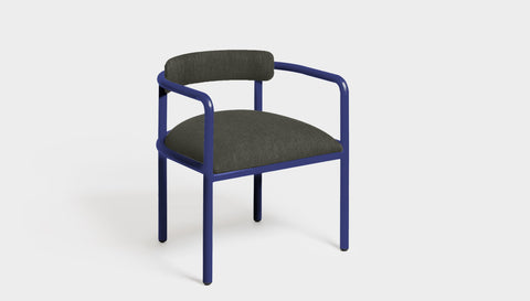 reddie-raw dining chair 61W x 56D x 69H *cm (45H seat height crushed) / Metal~Navy / Fabric~Blush Antrazit Cinta metal arm chair
