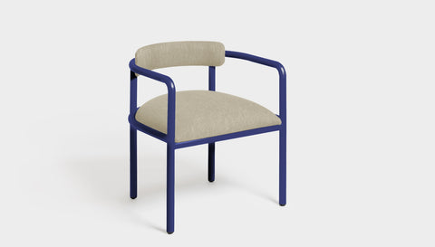 reddie-raw dining chair 61W x 56D x 69H *cm (45H seat height crushed) / Metal~Navy / Fabric~Blush Cream Cinta metal arm chair