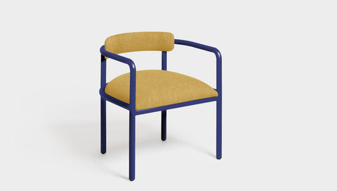 reddie-raw dining chair 61W x 56D x 69H *cm (45H seat height crushed) / Metal~Navy / Fabric~Blush Curry Cinta metal arm chair
