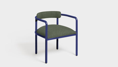 reddie-raw dining chair 61W x 56D x 69H *cm (45H seat height crushed) / Metal~Navy / Fabric~Blush Green Cinta metal arm chair