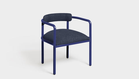 reddie-raw dining chair 61W x 56D x 69H *cm (45H seat height crushed) / Metal~Navy / Fabric~Blush Navy Cinta metal arm chair