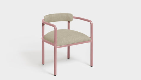 reddie-raw dining chair 61W x 56D x 69H *cm (45H seat height crushed) / Metal~Pink / Fabric~Blush Cream Cinta metal arm chair