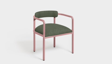 reddie-raw dining chair 61W x 56D x 69H *cm (45H seat height crushed) / Metal~Pink / Fabric~Blush Green Cinta metal arm chair