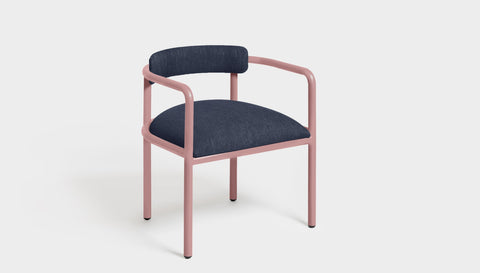 reddie-raw dining chair 61W x 56D x 69H *cm (45H seat height crushed) / Metal~Pink / Fabric~Blush Navy Cinta metal arm chair