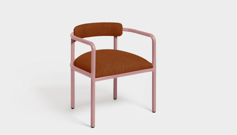 reddie-raw dining chair 61W x 56D x 69H *cm (45H seat height crushed) / Metal~Pink / Fabric~Blush Rust Cinta metal arm chair