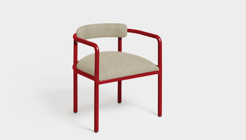 reddie-raw dining chair 61W x 56D x 69H *cm (45H seat height crushed) / Metal~Red / Fabric~Blush Cream Cinta metal arm chair