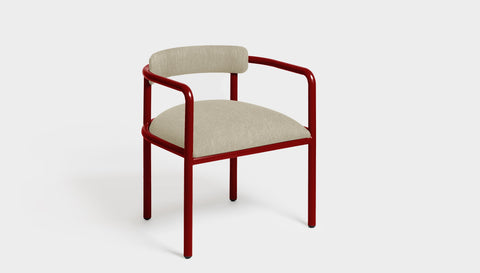 reddie-raw dining chair 61W x 56D x 69H *cm (45H seat height crushed) / Metal~Rust / Fabric~Blush Cream Cinta metal arm chair