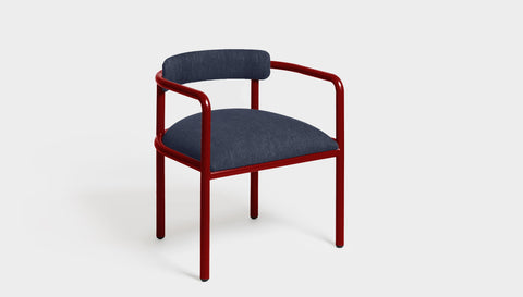 reddie-raw dining chair 61W x 56D x 69H *cm (45H seat height crushed) / Metal~Rust / Fabric~Blush Navy Cinta metal arm chair