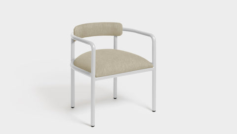 reddie-raw dining chair 61W x 56D x 69H *cm (45H seat height crushed) / Metal~White / Fabric~Blush Cream Cinta metal arm chair