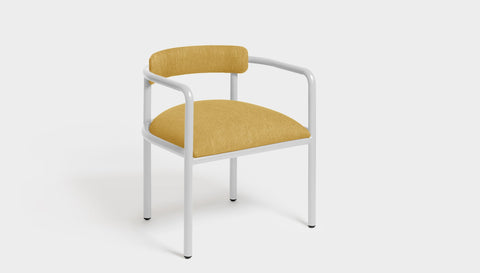 reddie-raw dining chair 61W x 56D x 69H *cm (45H seat height crushed) / Metal~White / Fabric~Blush Curry Cinta metal arm chair