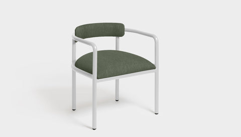 reddie-raw dining chair 61W x 56D x 69H *cm (45H seat height crushed) / Metal~White / Fabric~Blush Green Cinta metal arm chair