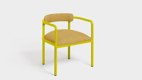 reddie-raw dining chair 61W x 56D x 69H *cm (45H seat height crushed) / Metal~Yellow / Fabric~Blush Curry Cinta metal arm chair