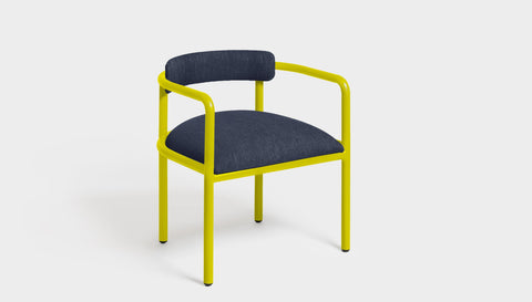reddie-raw dining chair 61W x 56D x 69H *cm (45H seat height crushed) / Metal~Yellow / Fabric~Blush Navy Cinta metal arm chair