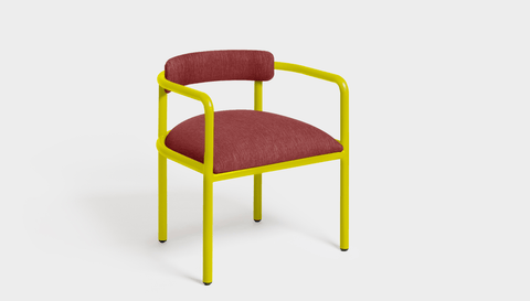 reddie-raw dining chair 61W x 56D x 69H *cm (45H seat height crushed) / Metal~Yellow / Fabric~Davano Sangria Cinta metal arm chair