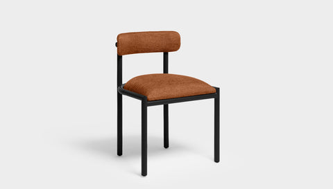 reddie-raw dining chair 50W x 48D x 72H *cm (45H seat height crushed) / Metal~Black / Fabric~Blush Rust Cinta metal dining chair