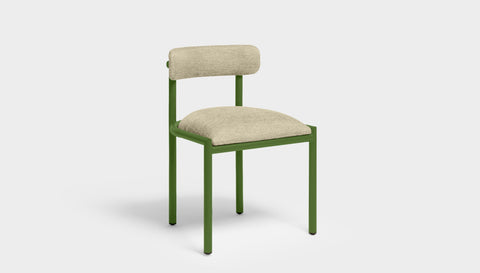 reddie-raw dining chair 50W x 48D x 72H *cm (45H seat height crushed) / Metal~Green / Fabric~Blush Cream Cinta metal dining chair