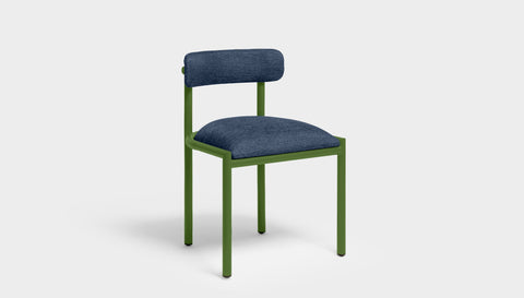 reddie-raw dining chair 50W x 48D x 72H *cm (45H seat height crushed) / Metal~Green / Fabric~Blush Navy Cinta metal dining chair