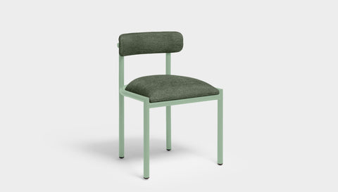 reddie-raw dining chair 50W x 48D x 72H *cm (45H seat height crushed) / Metal~Mint / Fabric~Blush Green Cinta metal dining chair