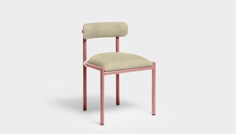 reddie-raw dining chair 50W x 48D x 72H *cm (45H seat height crushed) / Metal~Pink / Fabric~Blush Cream Cinta metal dining chair