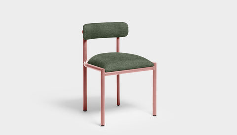 reddie-raw dining chair 50W x 48D x 72H *cm (45H seat height crushed) / Metal~Pink / Fabric~Blush Green Cinta metal dining chair