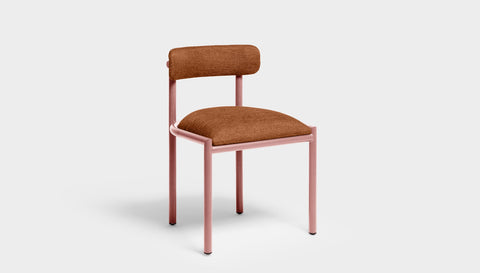 reddie-raw dining chair 50W x 48D x 72H *cm (45H seat height crushed) / Metal~Pink / Fabric~Blush Rust Cinta metal dining chair
