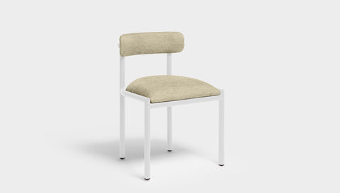 reddie-raw dining chair 50W x 48D x 72H *cm (45H seat height crushed) / Metal~White / Fabric~Blush Cream Cinta metal dining chair