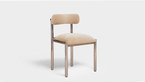 reddie-raw dining chair 50W x 48D x 72H *cm (45H seat height crushed) / Metal~Stainless Steel / Fabric~Magma Latte Cinta stainless dining chair