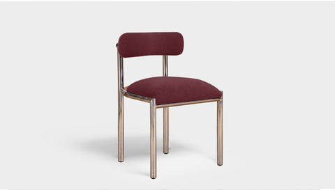 reddie-raw dining chair 50W x 48D x 72H *cm (45H seat height crushed) / Metal~Stainless Steel / Fabric~Magma_Merlot Cinta stainless dining chair