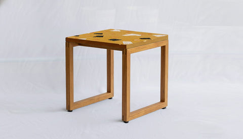 reddie-raw square side table 45W x 45D x 46H *cm / COMBO~Ochre / Solid Reclaimed Teak Wood~Natural COMBO | Suzy Side Table Square