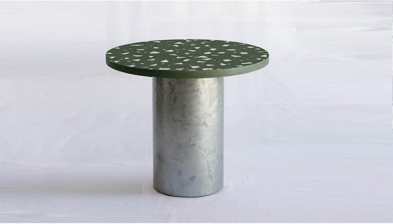 reddie-raw round 100dia x 75H *cm / Collab~Green / Metal~Galvanised Dora Drum Table Round - COLLAB