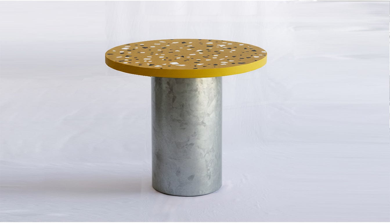 reddie-raw round 100dia x 75H *cm / Collab~Yellow / Metal~Galvanised Dora Drum Table Round - COLLAB