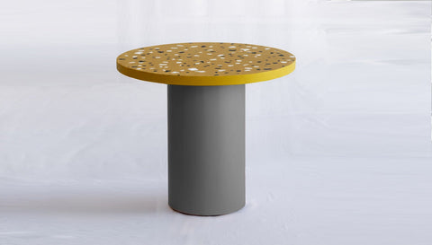 reddie-raw round 100dia x 75H *cm / Collab~Yellow / Metal~Grey Dora Drum Table Round - COLLAB